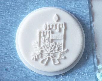 Christmas candles embosser, cookie biscuit stamp, cake decorating, fondant icing.