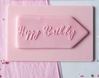 Happy birthday XL embosser, cookie biscuit stamp, cake decorating, fondant icing.