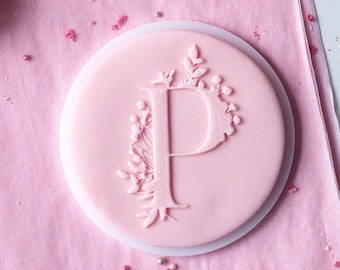 Stylish P Letter embosser, cookie biscuit stamp, cake decorating, fondant icing.