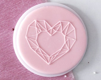 Geometric heart embosser, cookie biscuit stamp, cake decorating, fondant icing.