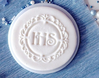 Elegant ihs communion embosser, cookie biscuit stamp, cake decorating, fondant icing.