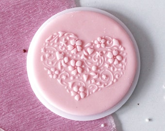 Floral heart embosser, cookie biscuit stamp, cake decorating, fondant icing.