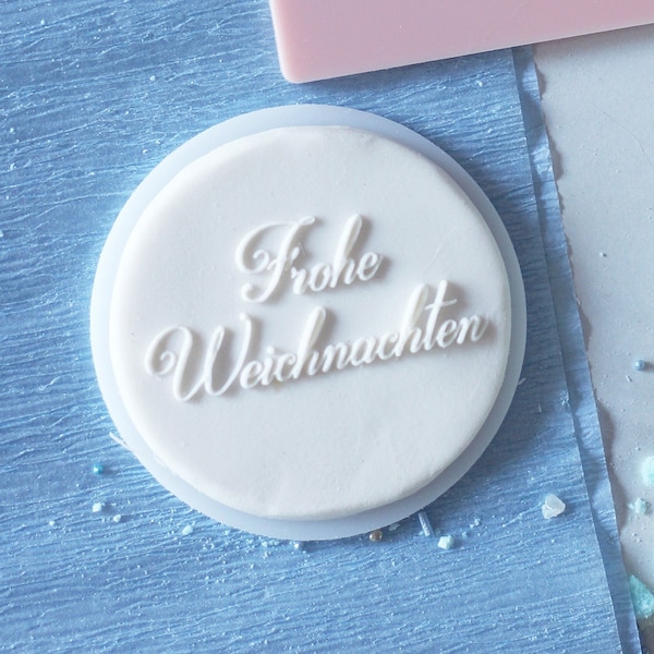 Frohe Weihnachten embosser, cookie biscuit stamp, cake decorating, fondant icing.