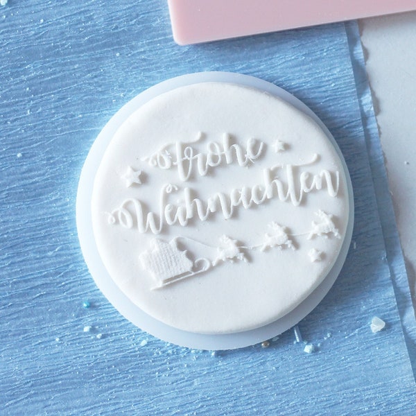 Frohe Weihnachten und Weihnachtsmann embosser, cookie biscuit stamp, cake decorating, fondant icing.