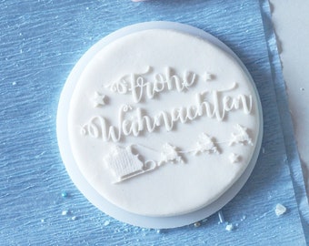 Frohe Weihnachten und Weihnachtsmann embosser, cookie biscuit stamp, cake decorating, fondant icing.