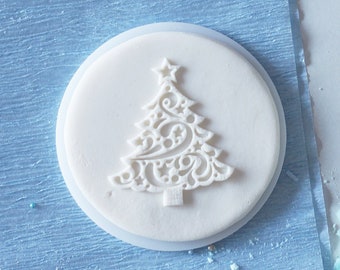 Decorative Christmas tree embosser, cookie biscuit stamp, cake decorating, fondant icing.