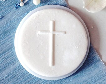 Communion simple straight cross embosser, cookie biscuit stamp, cake decorating, fondant icing.