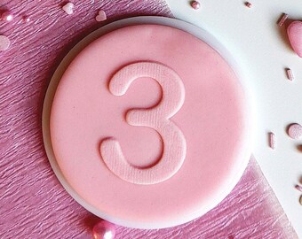 Number three embosser, cookie biscuit stamp, cake decorating, fondant icing.