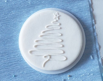 Modern Christmas tree embosser, cookie biscuit stamp, cake decorating, fondant icing.