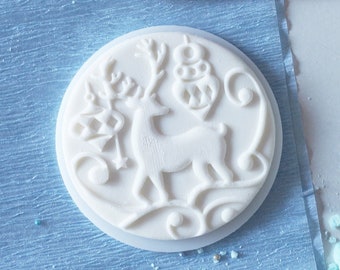 Reindeer with baubles embosser, cookie biscuit stamp, cake decorating, fondant icing.