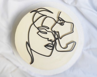 One line face couple | Line Art Cake Topper | Abstract Face Cake Topper | Face Cake Decor