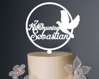 Cake Topper Kommunion | Taube | Cake Topper Taufe | Cake Topper personalisiert