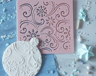 Snowy background XL embosser, cookie biscuit stamp, cake decorating, fondant icing.