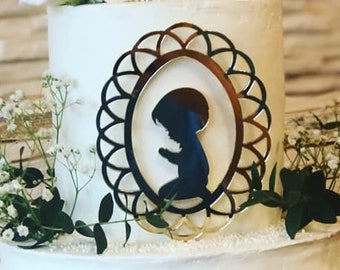 Cake Topper First Communion Kneeling Boy Or Girl In Decorative Frame | First Communion Cake Topper Kneeling Boy Or Girl Version