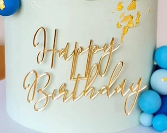 Kuchen-Beilagendekor „Happy Birthday“ Moderne Version | Geburtstagskuchendekoration | Alles Gute zum Geburtstag-Kuchen-Dekor