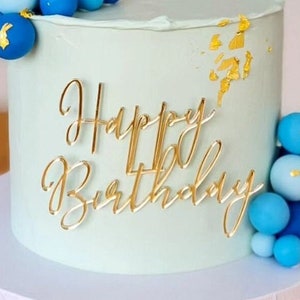 Kuchen-Beilagendekor „Happy Birthday“ Moderne Version | Geburtstagskuchendekoration | Alles Gute zum Geburtstag-Kuchen-Dekor