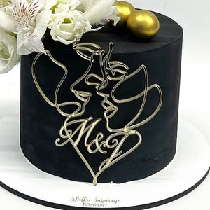 One line face couple personalized | Line Art Cake Topper | Abstract Face Cake Topper | Wedding Face Cake Decor Topper