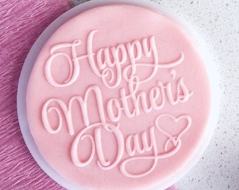 Happy mother's day embosser, cookie biscuit stamp, cake decorating, fondant icing.