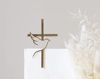 Cake decor cross with a dove SET | Kreuz | Cake cross | Taufe | Kranz | Tortendekoration | Cake Topper | Konfirmation | Acrylic cross