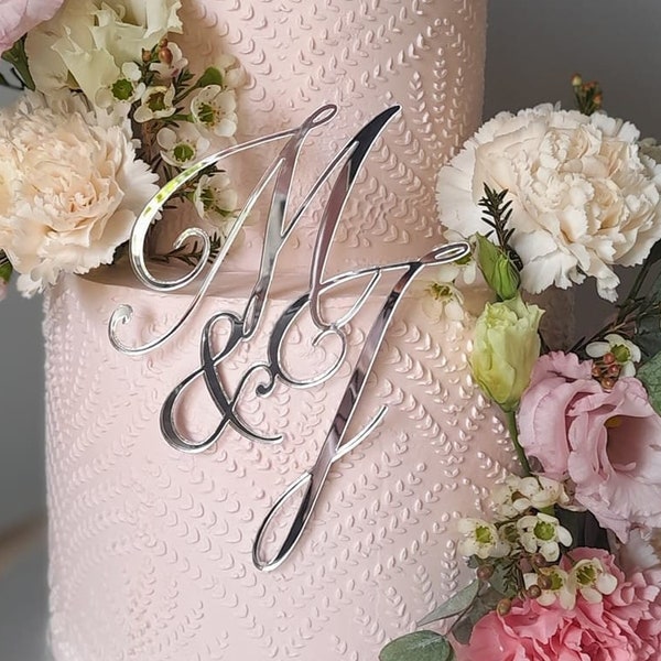 Cake Side Decor Initiales | Décor de gâteau pour les initiales de gâteau | Décor de gâteau de mariage | Initiales sur le gâteau