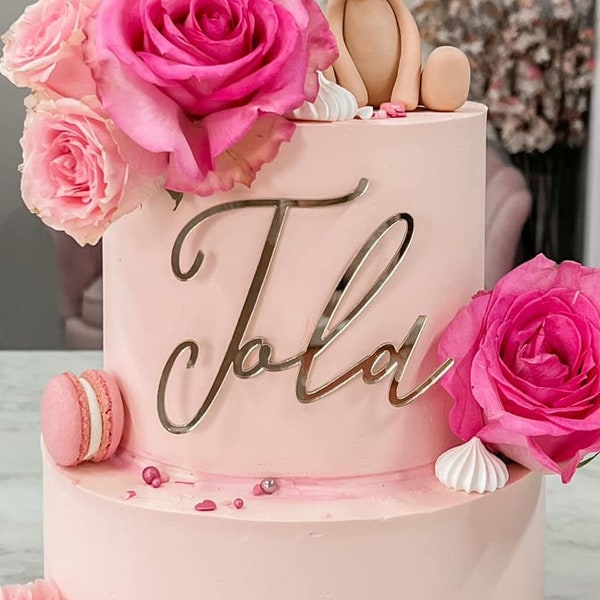 Décor de gâteau de nom personnalisé l Plaque de nom de gâteau l Décoration de gâteau de nom | Nom de gâteau moderne
