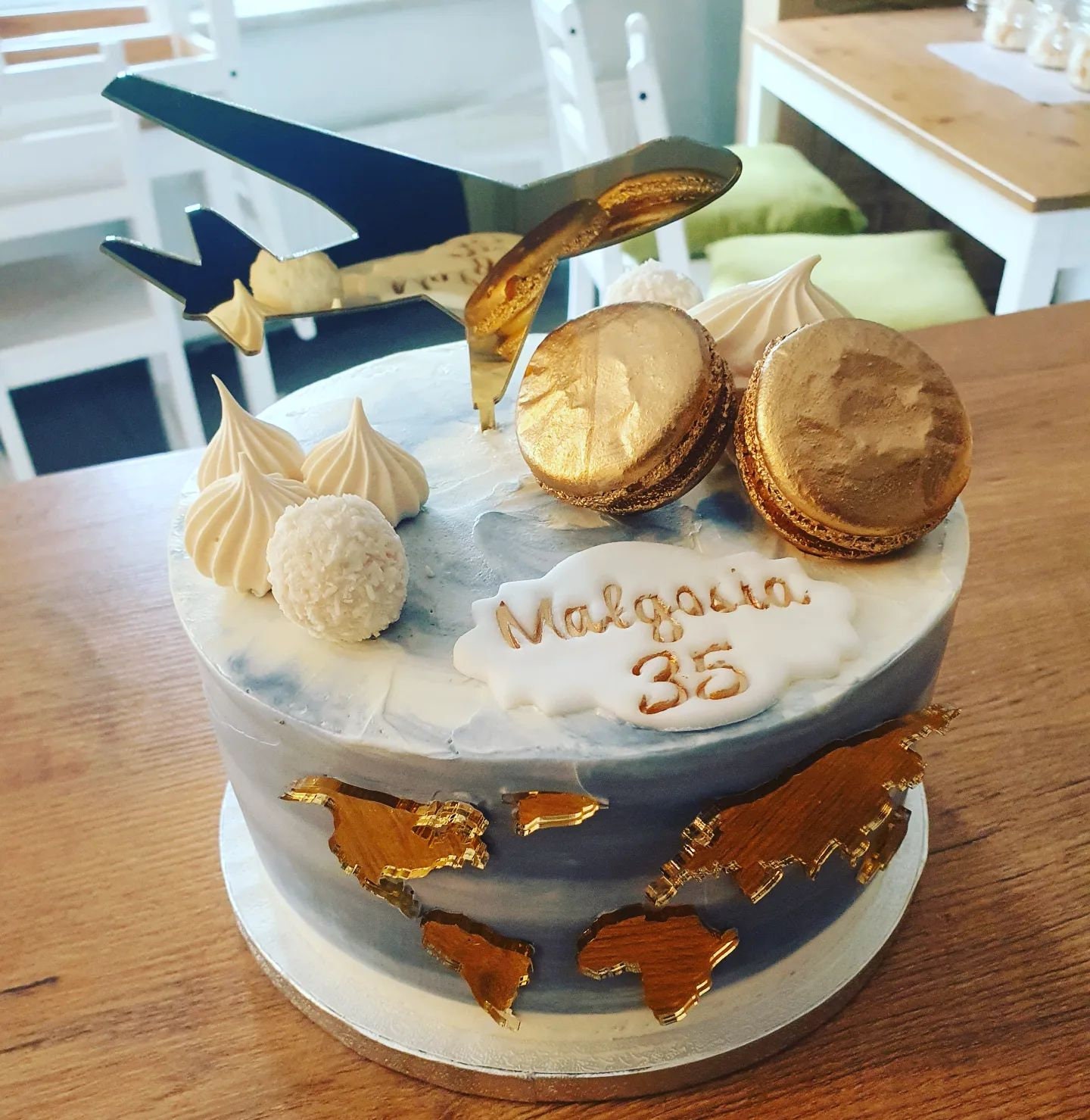 World Map Cake Decor With Airplane World Map Cake Decoration Etsy