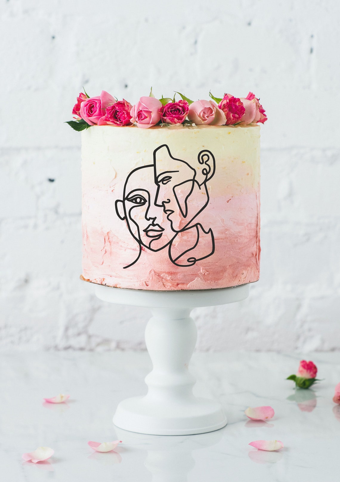 Line Character Topper One Line Art Topper Woman and Man Personalized Line Art Cake - Etsy
