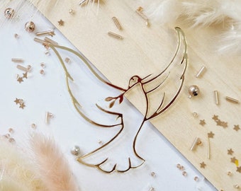 Cake Side Decor &quot;Linear Dove With A Branch&quot; | First Holy Communion Cake Decor | Communion Cake Decoration | Dove On Cake
