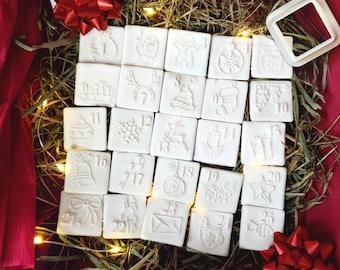 Advent calendar - stamp set + mold (for a 15x15 cm box) | Christmas Embossers | Christmas Cookies | Cookie biscuit stamp