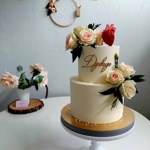 Decorazione per torta con nome personalizzato l Targhetta con nome per torta l Decorazione per torta con nome Nome della torta decorativo immagine 8