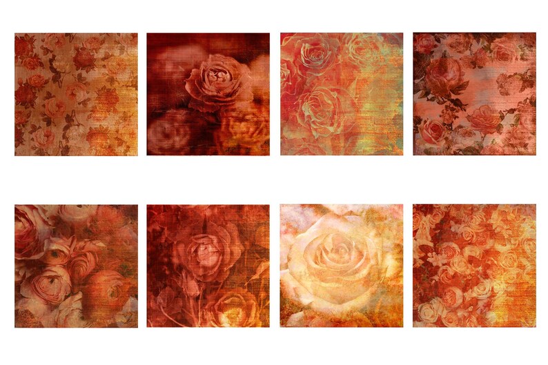 Vintage Copper Roses Digital Paper Printable Paper - Etsy