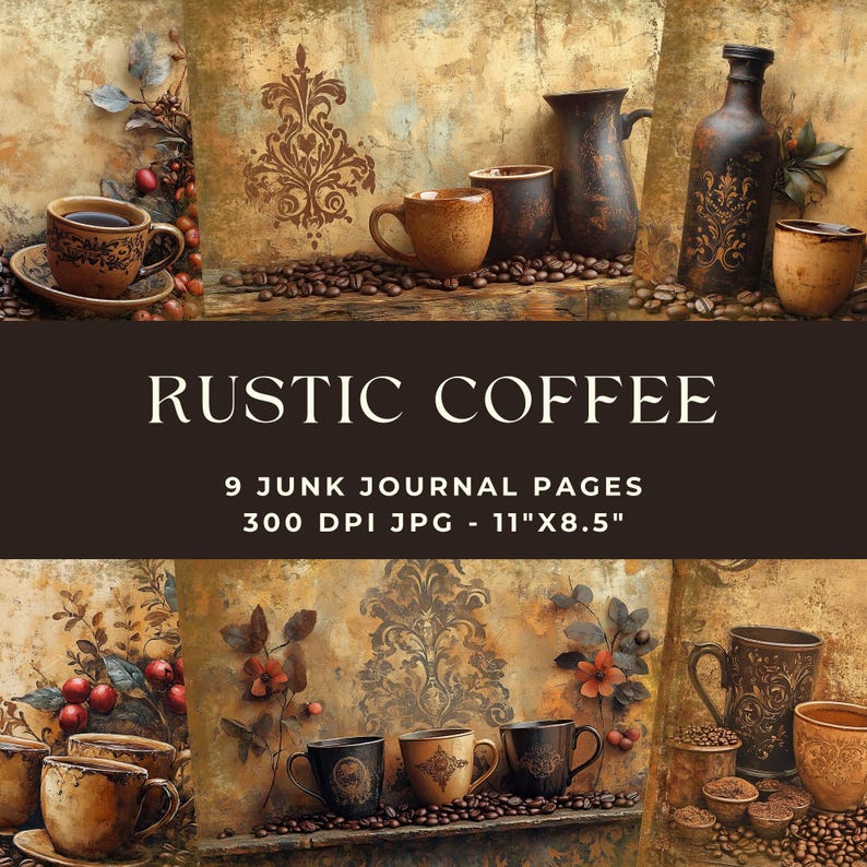 Coffee Junk Journal Pages, Rustic Digital Paper, Junk Journal Kit ...