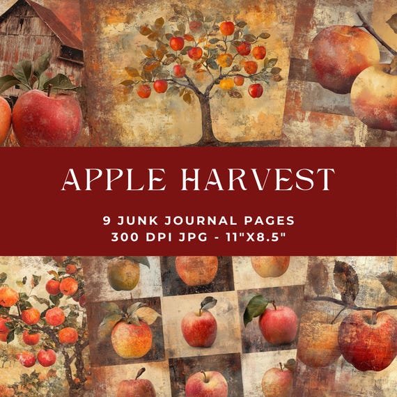 Apple Harvest Junk Journal, Fall Junk Journal, Junk Journal Kit, Autumn Junk Journal, Junk Journal Pages, Apple Orchard, Digital Download