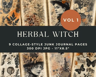 Herbal Witch Junk Journal, Book Of Shadows, Digital Witch Ephemera, Junk Journal Pages, Junk Journal Kit, Witch Printables, Witchy Halloween