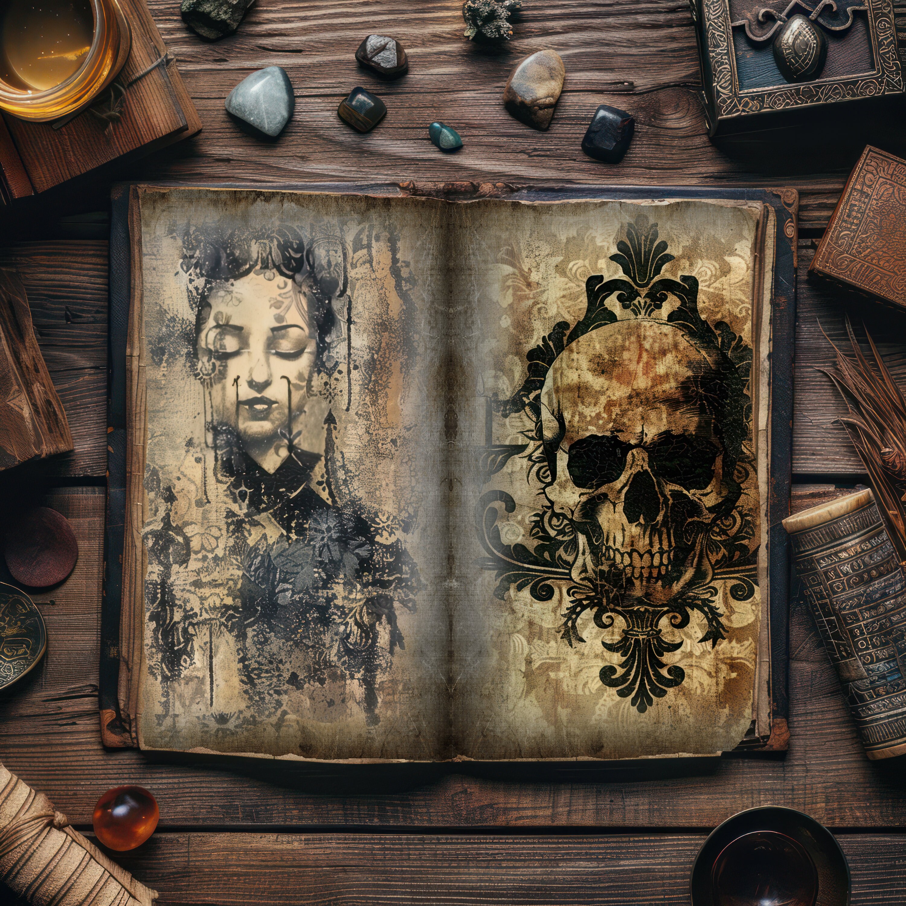 Gothic Vintage Grimoire Junk Journal Pages, Book of Shadows Junk ...