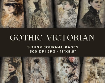 Junk Journal Viktorianische Gotik, Junk Journal Kit, Gothic Junk Journal, Junk Journal Seiten, Gothic Ephemera, Victorian Ladies, Digital Journal