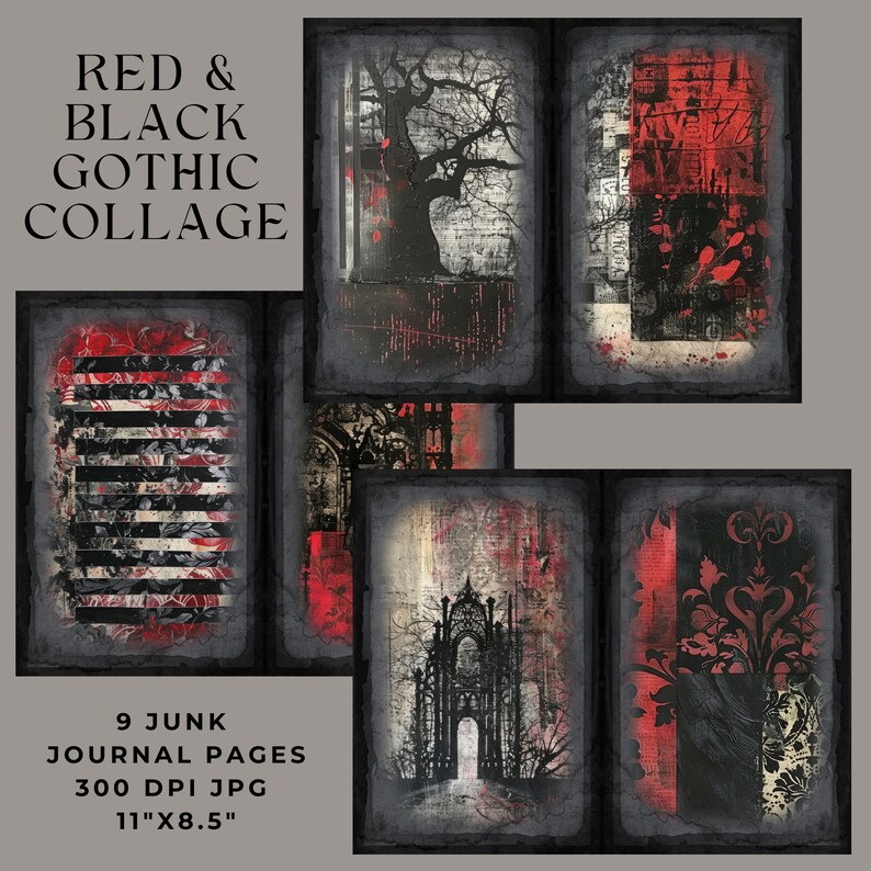 Gothic Junk Journal Pages, Gothic Collage Paper, Junk Journal Kit ...