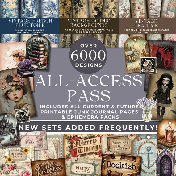 Whole Shop Bundle Junk Journal, Junk Journal Kit, Entire Shop Junk Journal, Digital Paper, Journal Printable, All Access Pass, Entire Store
