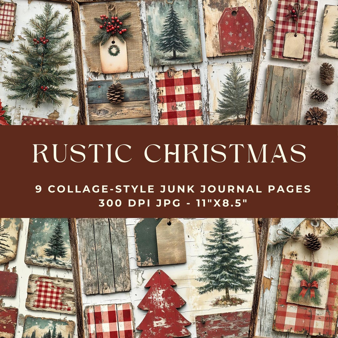 Farmhouse Christmas Junk Journal Page, Printable Journal, Digital Paper ...