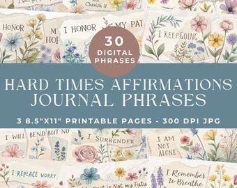 Positive Affirmations Journal Phrases, Positive Junk Journal Words, Inspiring Words and Phrases, Journal Printable Ephemera Digital Download