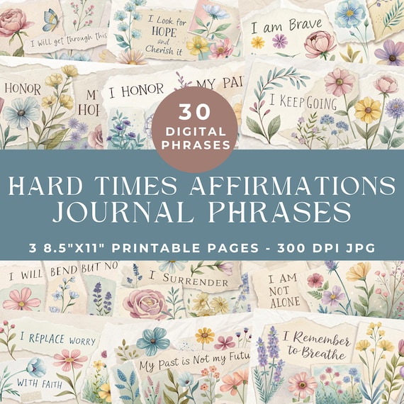 Positive Affirmations Journal Phrases, Positive Junk Journal Words, Inspiring Words and Phrases, Journal Printable Ephemera Digital Download