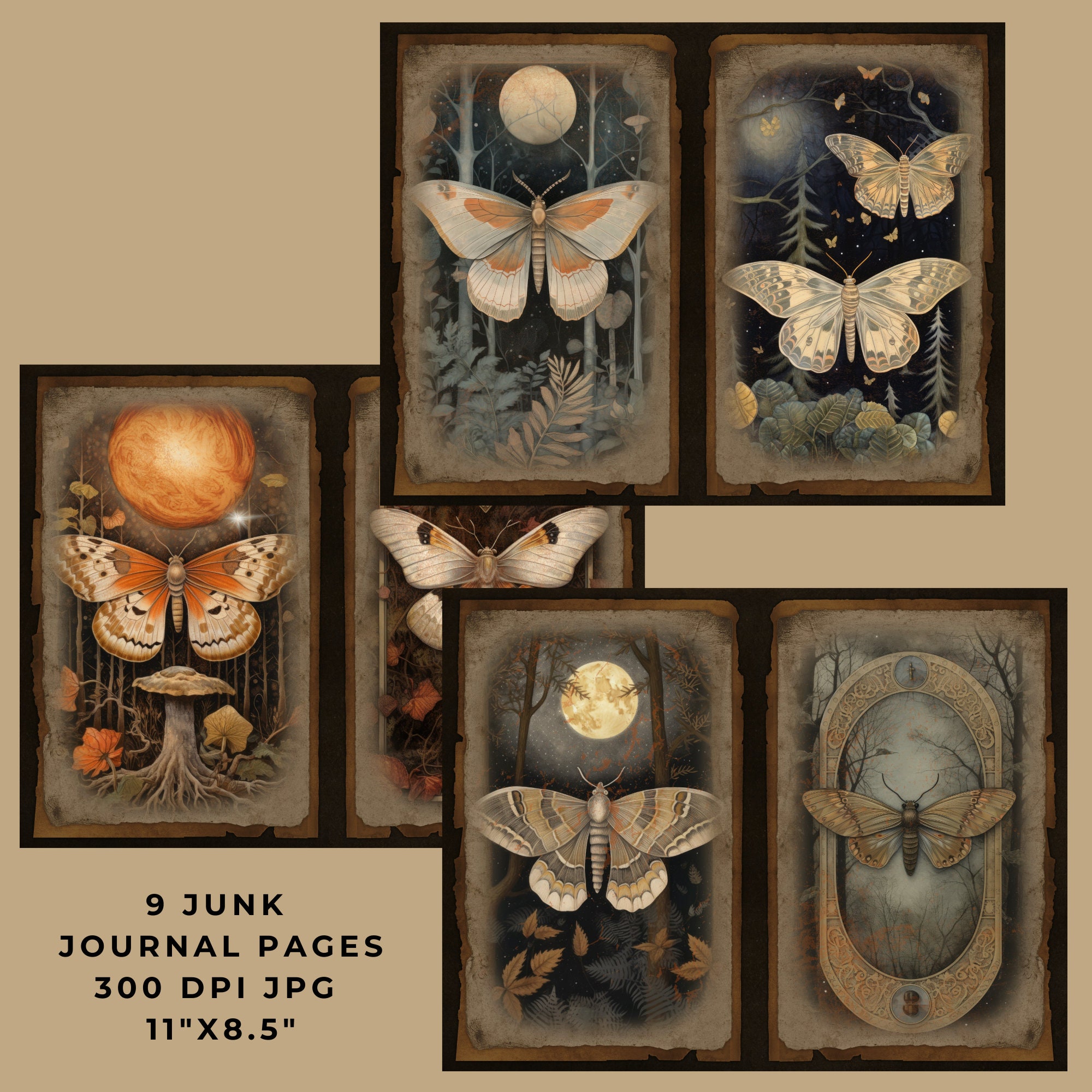 Moth Journal Mystic Moth Junk Journal, Junk Journal Page, Junk Journal Kit ...