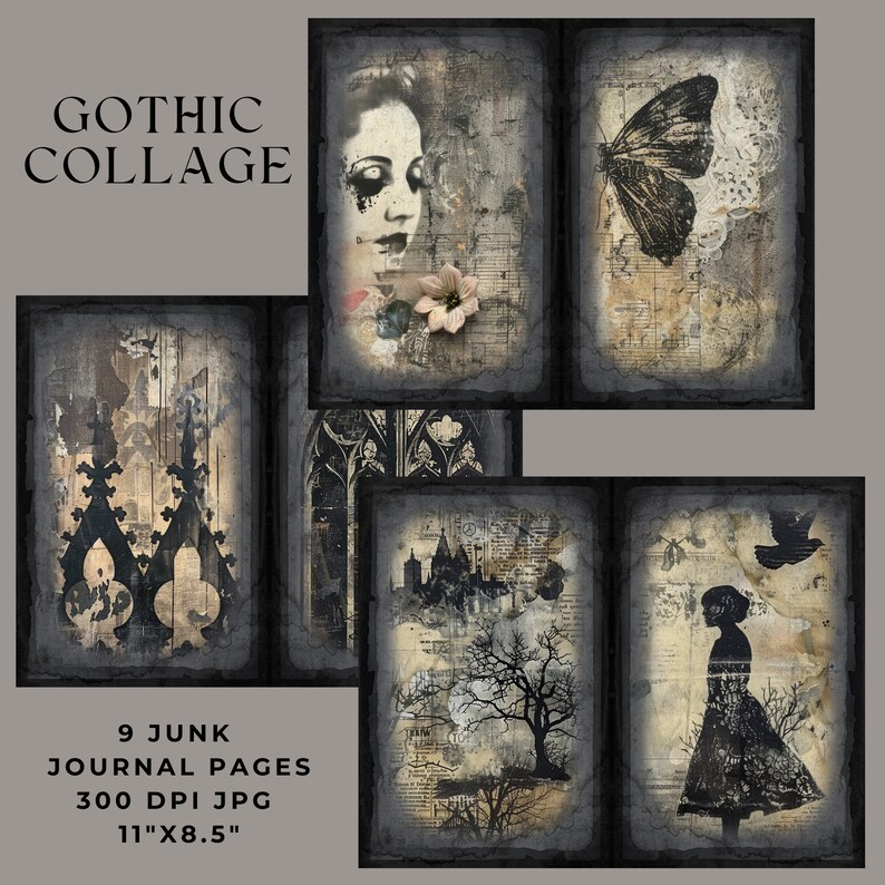 Gothic Junk Journal Pages, Gothic Collage Paper, Junk Journal Kit ...