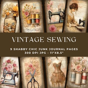 Sewing Theme Printable Junk Journal, Sewing Junk Journal Pages, Vintage Junk Journal, Vintage Sewing, Junk Journal Kit, Shabby Chic Journal