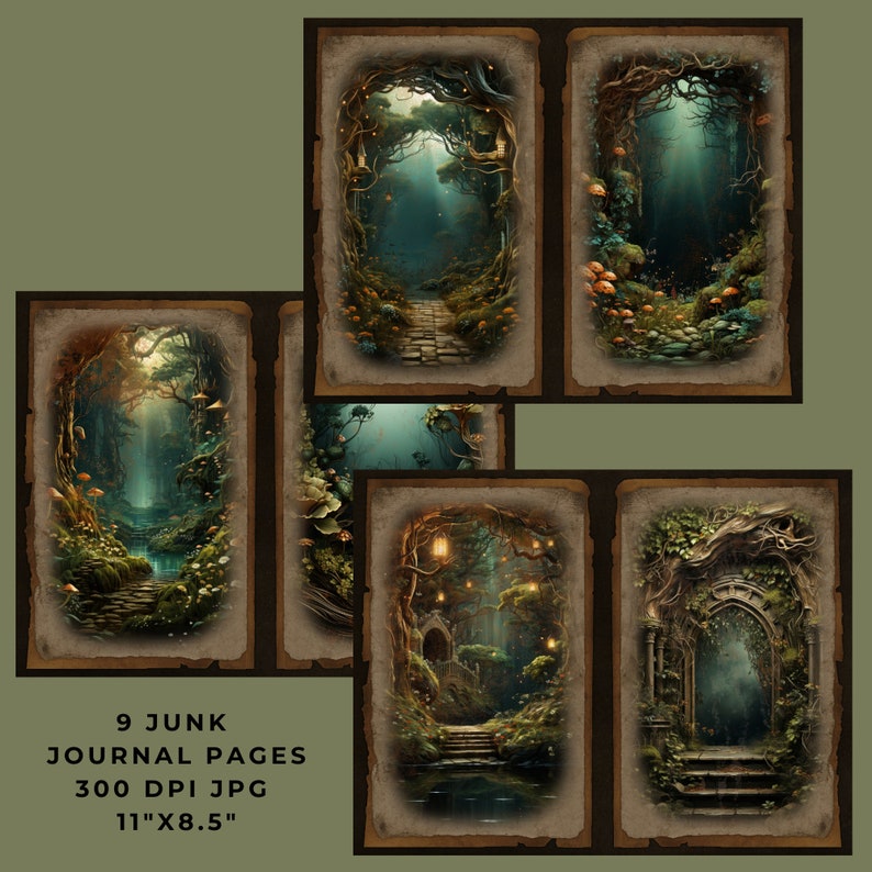 Magical Forest Backgrounds, Junk Journal Pages, Enchanted Forest ...