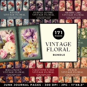 Mega Bundle Junk Journal, Junk Journal Page, Junk Journal Kit, Printable Journal, Floral Junk Journal, Vintage Flowers, Digital Paper, JPG