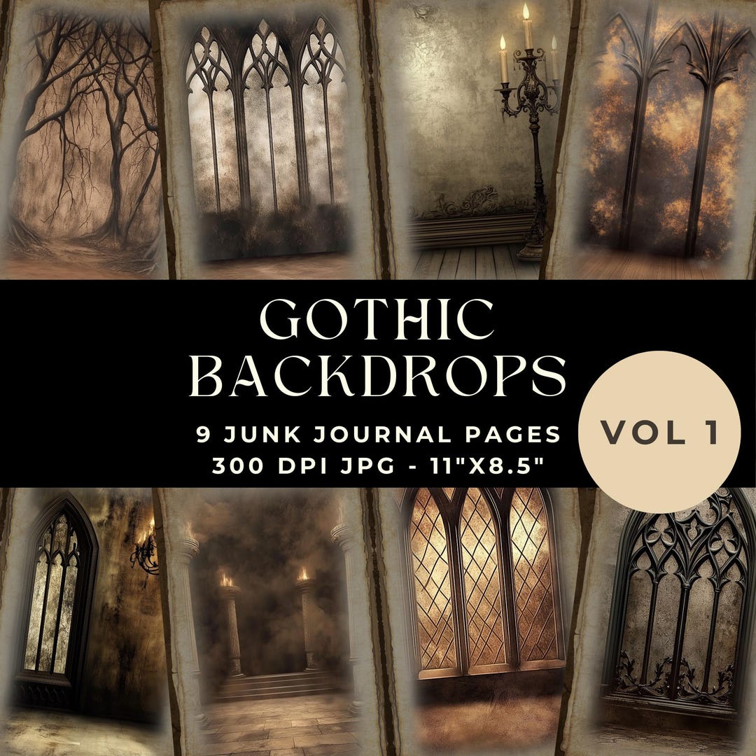 Gothic Junk Journal Page, Gothic Background, Gothic Backdrop, Printable ...