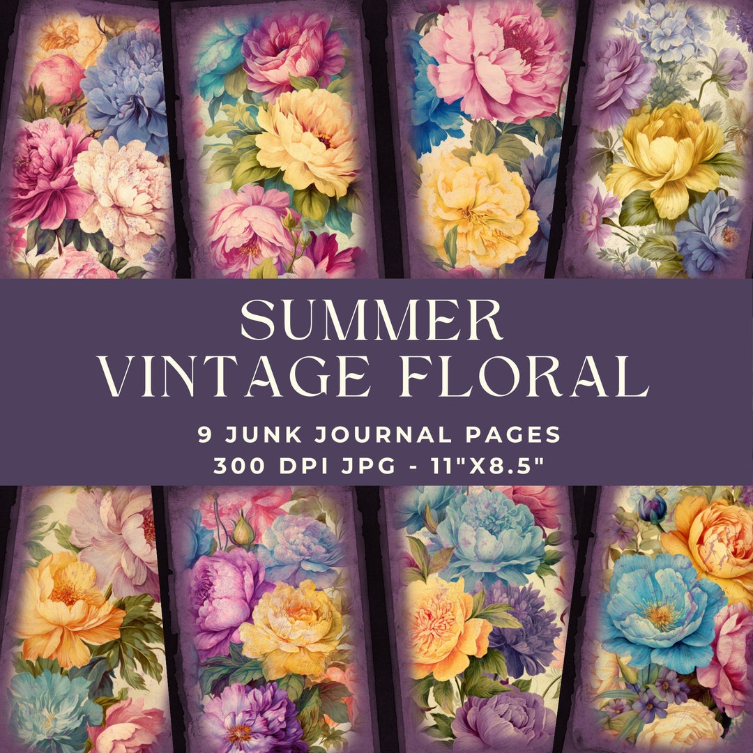 Summer Vintage Floral Junk Journal Pages, Digital Paper, Printable ...