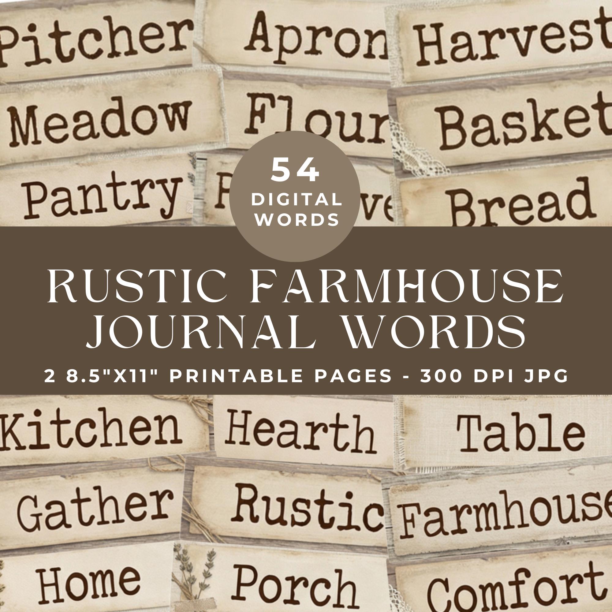 Rustic Farmhouse Junk Journal Words: Country Home Phrases, Printable ...