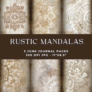 Pagina del diario spazzatura Mandala, kit diario spazzatura, diario stampabile, diario spazzatura digitale, carta digitale Boho, carta mandala, download immediato